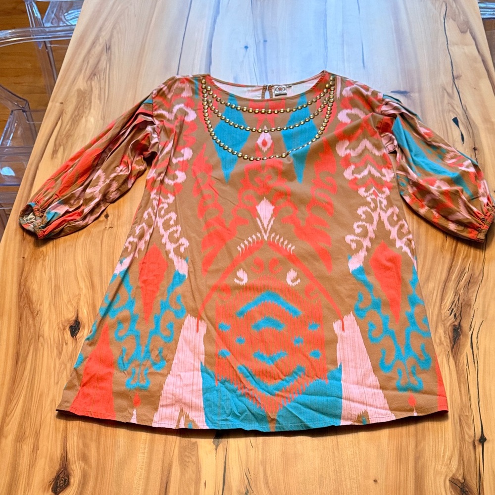 Bohemian Multicolor Dress with Beaded Detail